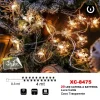 CATENA LUMINOSA FIOCCHI NEVE 20LED A BATTERIA LUCE CALDA CAVO TRAPARENTE XC-8475