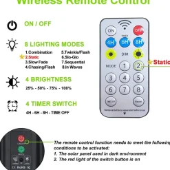 CATENA LUMINOSA MICROLED DA 30MT 300LED CON PANNELLO SOLARE RICARICABILE ESTERNO