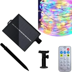 CATENA LUMINOSA MICROLED DA 30MT 300LED CON PANNELLO SOLARE RICARICABILE ESTERNO