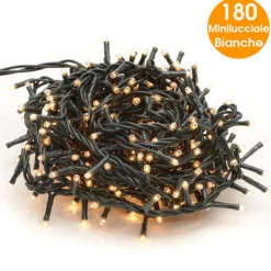 CATENA LUMINOSA MINI LUCCIOLE 180 LAMPADINE BIANCHE LUCI ALBERO NATALE ADDOBBI