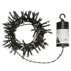 CATENA LUMINOSA 5MT LUCI NATALE 48LED A BATTERIA BIANCO CALDO INTERNO ESTERNO