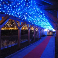 CATENA LUMINOSA NATALIZIA 120 LED LUCE BLU CON FLASH 9MT ESTERNO PROLUNGABILE