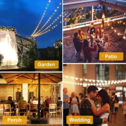 CATENA LUMINOSA SOLARE CREPUSCOLARE 30 LAMPADINE FILO LED 3W LUCE 2200K 10 METRI