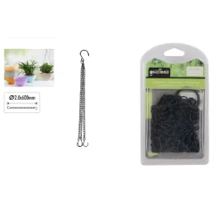 CATENA PER APPENDERE VASO FIORI PIANTE FIORIERA NERA CON GANCIO 2MM X 60CM 92604