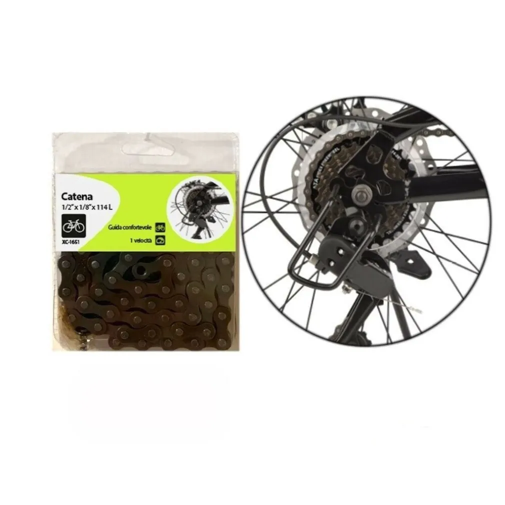 CATENA RICAMBIO PER BICI 1/2″X1/8″X114L 1 VELOCITA' GUIDA CONFORTEVOLE XC-1651