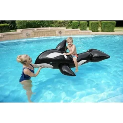 CAVALCABILE A FORMA DI ORCA GONFIABILE GRANDE 203X102CM 3+ANNI CON MANIGLIE 41009