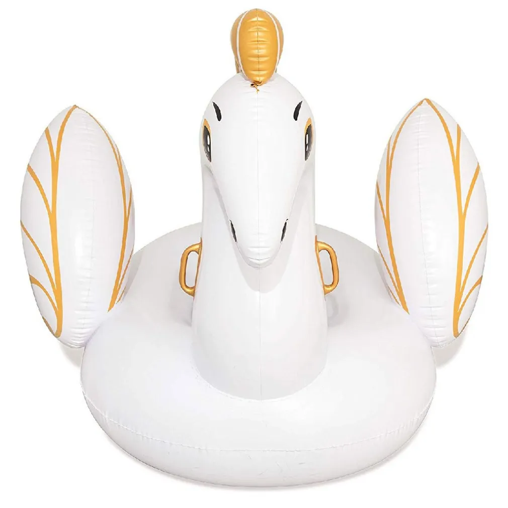 CAVALLO FASHION PEGASO CAVALCABILE GIGANTE 231 X 150 CM UNICORNO BIANCO