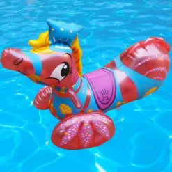 CAVALLUCCIO MARINO GONFIABILE CAVALCABILE PER BAMBINI CON 2 MANIGLIE 105 X 56 CM