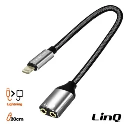 CAVO ADATTATORE AUDIO DA LIGHTNING MASCHIO A 2 JACK 3,5MM FEMMINA CUFFIE MICROFONO LT3538