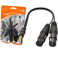 CAVO ADATTATORE AUDIO DA JACK 3,5 MM MASCHIO STEREO A 2 XLR FEMMINA 30CM KL-9252