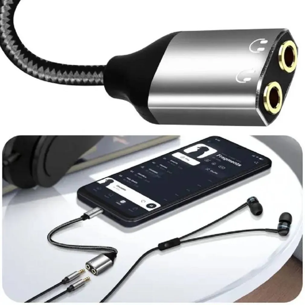 CAVO ADATTATORE AUDIO DA TYPE-C MASCHIO A 2 JACK 3,5MM AUX FEMMINA CUFFIE TPC3535