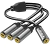 CAVO ADATTATORE AUDIO SPLITTER DA JACK 3,5MM FEMMINA A 3X JACK 3,5MM FEMMINA F1F3