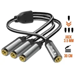 CAVO ADATTATORE AUDIO SPLITTER DA JACK 3,5MM FEMMINA A 3X JACK 3,5MM FEMMINA F1F3