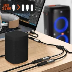 CAVO ADATTATORE AUDIO SPLITTER DA JACK 3,5MM FEMMINA A 3X JACK 3,5MM FEMMINA F1F3