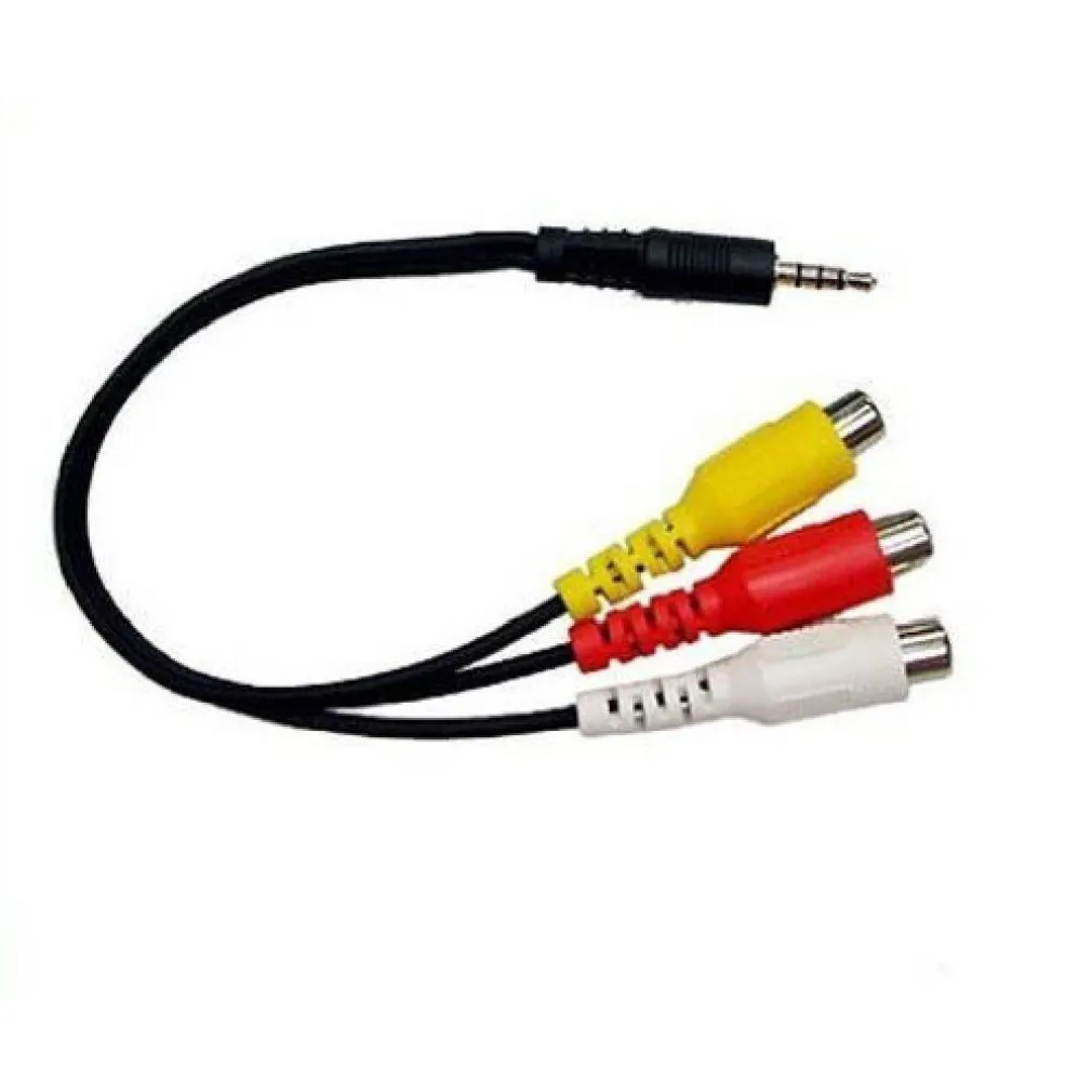 CAVO ADATTATORE AUDIO VIDEO DA JACK 3.5MM MASCHIO A 3X RCA FEMMINA 10CM AV-3RCA