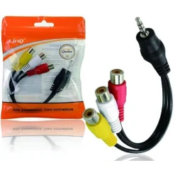 CAVO ADATTATORE AUDIO VIDEO DA JACK 3.5MM MASCHIO A 3X RCA FEMMINA 10CM AV-3RCA