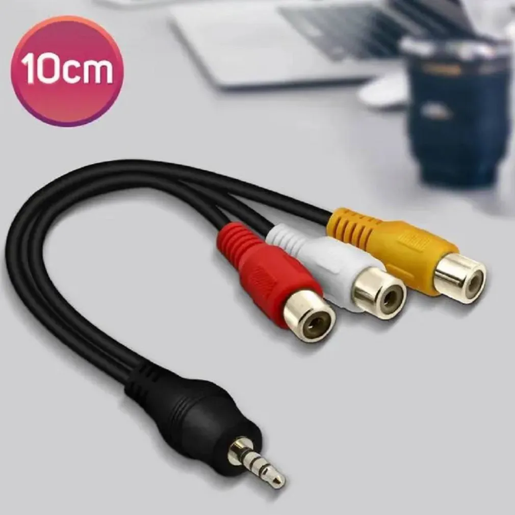 CAVO ADATTATORE AUDIO VIDEO DA JACK 3.5MM MASCHIO A 3X RCA FEMMINA 10CM AV-3RCA