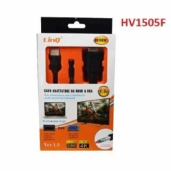 CAVO ADATTATORE DA HDMI A VGA CON ALIMENTAZIONE USB JACK AUDIO FEMMINA 1.5MT HV1505F
