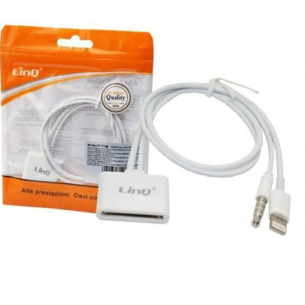 CAVO ADATTATORE DI CARICA PER IPHONE 30-PIN LIGHTNING + JACK AUDIO 3,5MM IP-7746