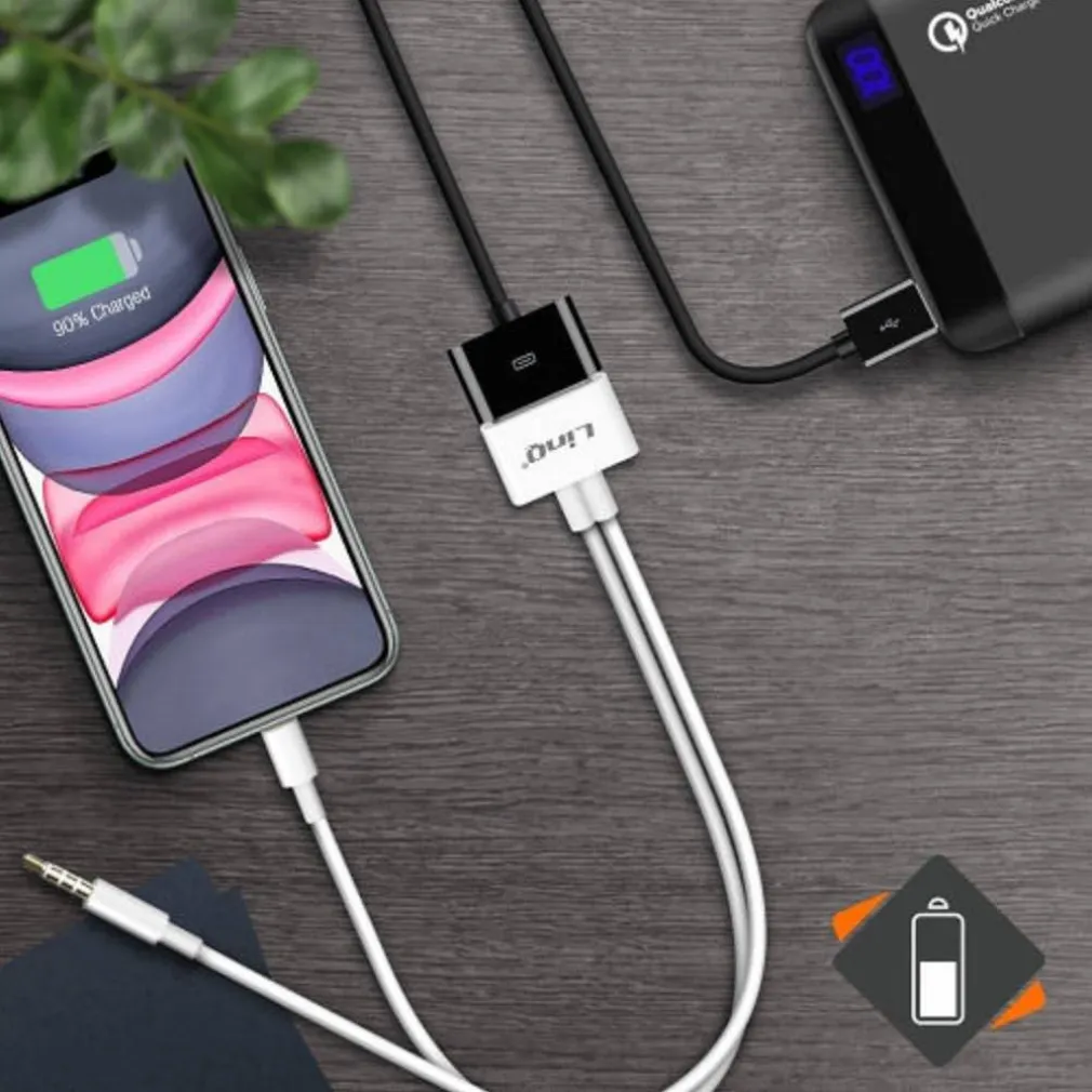 CAVO ADATTATORE DI CARICA PER IPHONE 30-PIN LIGHTNING + JACK AUDIO 3,5MM IP-7746