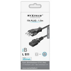 CAVO ALIMENTAZIONE TRIPOLARE SERIE B C13 L S11 ITA PLUG 1.5 MT 250 VOLT F-AL01-B
