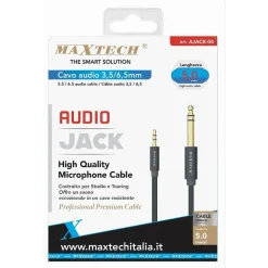 CAVO AUDIO AUX JACK DA 3,5 MM A 6,5 ​​MM STEREO ALTA QUALITÀ DA 5 METRI AJACK-06