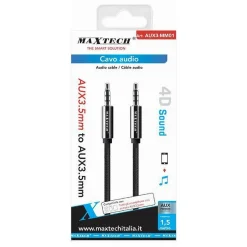 CAVO AUDIO AUX3.5MM MASCHIO/MASCHIO 3 CONTATTI PROLUNGA 1.5MT 4D SOUND AUX3-MM01