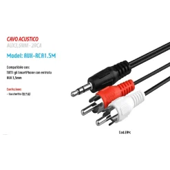 CAVO AUDIO DA JACK 3,5MM A 2 RCA MASCHIO 1.5 METRI PER CASSE STRUMENTO ACUSTICO