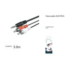 CAVO AUDIO DA JACK 3,5MM AUX A 2RCA MASCHIO DOPPIO STEREO PROLUNGA 3MT AUX-R3.0M