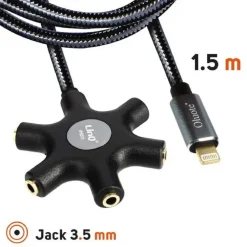 CAVO AUDIO DA LIGHTNING A 5X JACK FEMMINA ADATTATORE 5 IN 1 DA 1,5 METRI IP5015