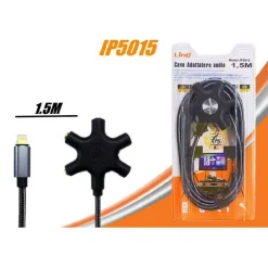 CAVO AUDIO DA LIGHTNING A 5X JACK FEMMINA ADATTATORE 5 IN 1 DA 1,5 METRI IP5015