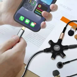 CAVO AUDIO DA LIGHTNING A 5X JACK FEMMINA ADATTATORE 5 IN 1 DA 1,5 METRI IP5015
