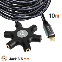 CAVO AUDIO DA LIGHTNING A 5X JACK FEMMINA ADATTATORE 5 IN 1 DA 10 METRI IP50100