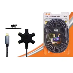CAVO AUDIO DA LIGHTNING A 5X JACK FEMMINA ADATTATORE 5 IN 1 DA 10 METRI IP50100