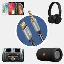 CAVO AUDIO IPHONE DA LIGHTNING A JACK MASCHIO DA 3,5 MM INTRECCIATO 1,5 MT A3522