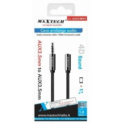 CAVO AUDIO JACK AUX 3,5 MM DA MASCHIO A FEMMINA AM/AF 1 METRO PROLUNGA AUX3-MF01