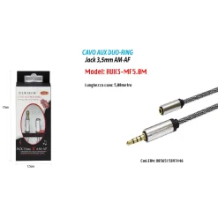 CAVO AUDIO JACK 3,5MM DA MASCHIO A FEMMINA AM/AF 5MT PROLUNGA AUX MAXTECH AUX3-MF5.0M
