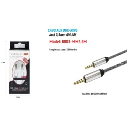 CAVO AUDIO JACK 3,5MM MASCHIO AM/AM 3MT PROLUNGA AUX CUFFIE SMARTPHONE MAXTECH AUX3-MM3.0M