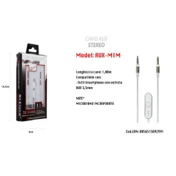 CAVO AUDIO 3,5MM AUX STEREO CON MICROFONO INCORPORATO PER SMARTPHONE 1MT MAXTECH AUX-M1M