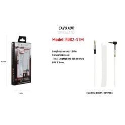 CAVO AUDIO STEREO AUX SPIRALATO 3,5MM ANGOLO RETTO SMARTPHONE 1MT MAXTECH AUX2-S1M