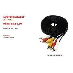 CAVO AUDIO VIDEO ANALOGICO PROLUNGA DA 5 METRI 3 RCA-3RCA MASCHIO MASCHIO