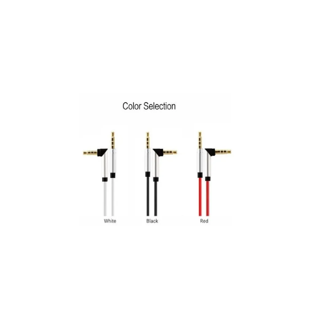 CAVO AUX 3.5 MM MASCHIO 1 METRO CABLE AUDIO STEREO MP3 ANGOLO RETTO VARI COLORI