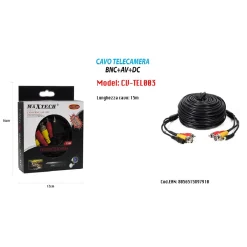 CAVO BNC TELECAMERE VIDEOSORVEGLIANZA ALIMENTAZIONE 15 MT MAXTECH CV-TEL003