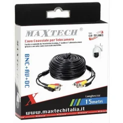 CAVO BNC TELECAMERE VIDEOSORVEGLIANZA ALIMENTAZIONE 15 MT MAXTECH CV-TEL003