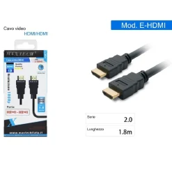CAVO CAVETTO CAVI HDMI VIDEO 1.8 METRI 1080P SCHERMATO HDMI AM-AM MAXTECH E-HDMI