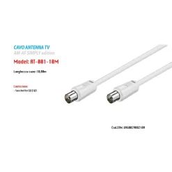 CAVO COASSIALE PER ANTENNA TV MASCHIO-FEMMINA 10 MT PROLUNGA MAXTECH AT-001-10M