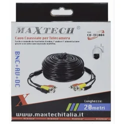 CAVO COASSIALE PER TELECAMERA AUDIO VIDEO ALIMENTAZIONE BNC+AV+DC 20MT CV-TEL004