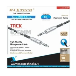 CAVO COLLEGAMENTO 2 JACK DA 6.5MM 10 MT CAVETTO MICROFONO AUDIO STEREO JJACK-09