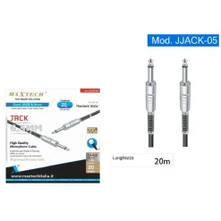 CAVO COLLEGAMENTO 2 JACK DA 6.5MM MONO 20MT CAVO MICROFONO AUDIO STEREO JJACK-05