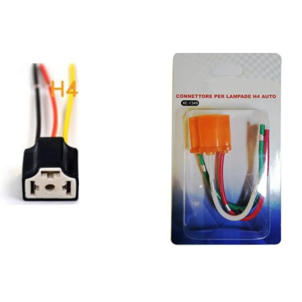 CAVO CONNETTORE RICAMBIO LAMPADA H4 ATTACCO CABLAGGIO AUTO MOTO 3 POLI XC-1349
